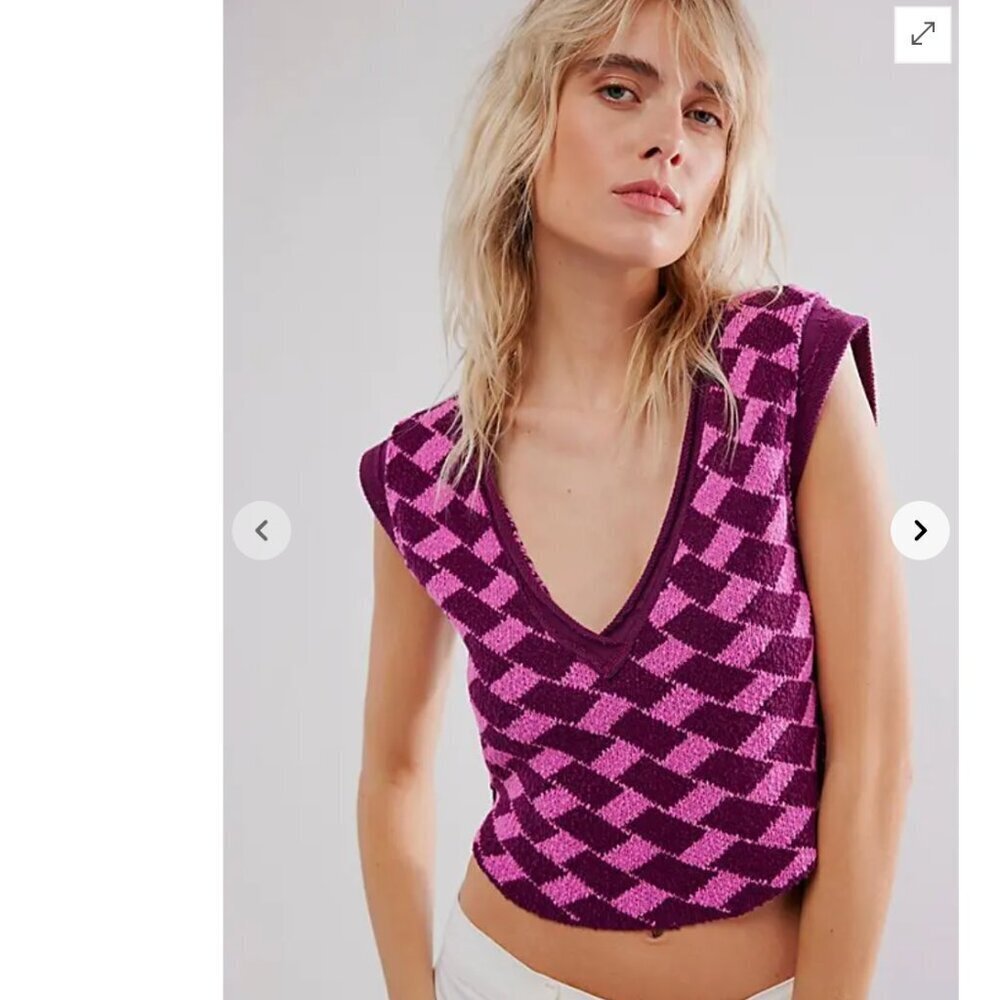 NWT Free People Lola Top - amaranth flower combo